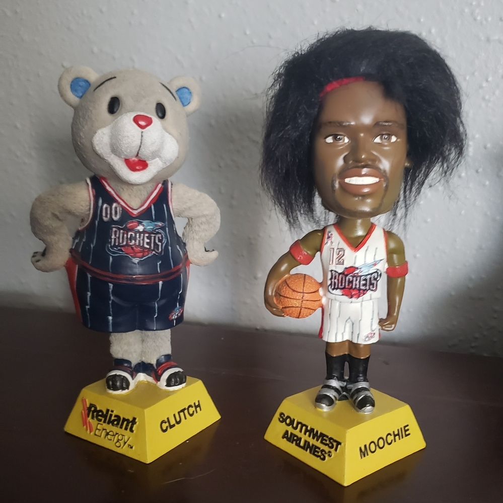 Houston Rockets Bobblehead Set Moochie & Mascot Clutch Limited Edition 01/02
